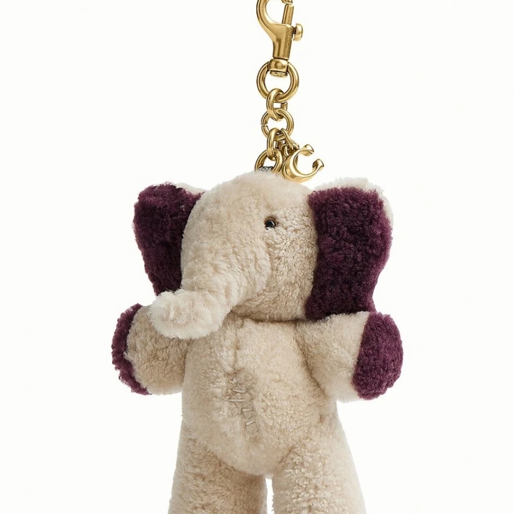 Coach Ellie Elephant Plushie Bag Charm in Shearling